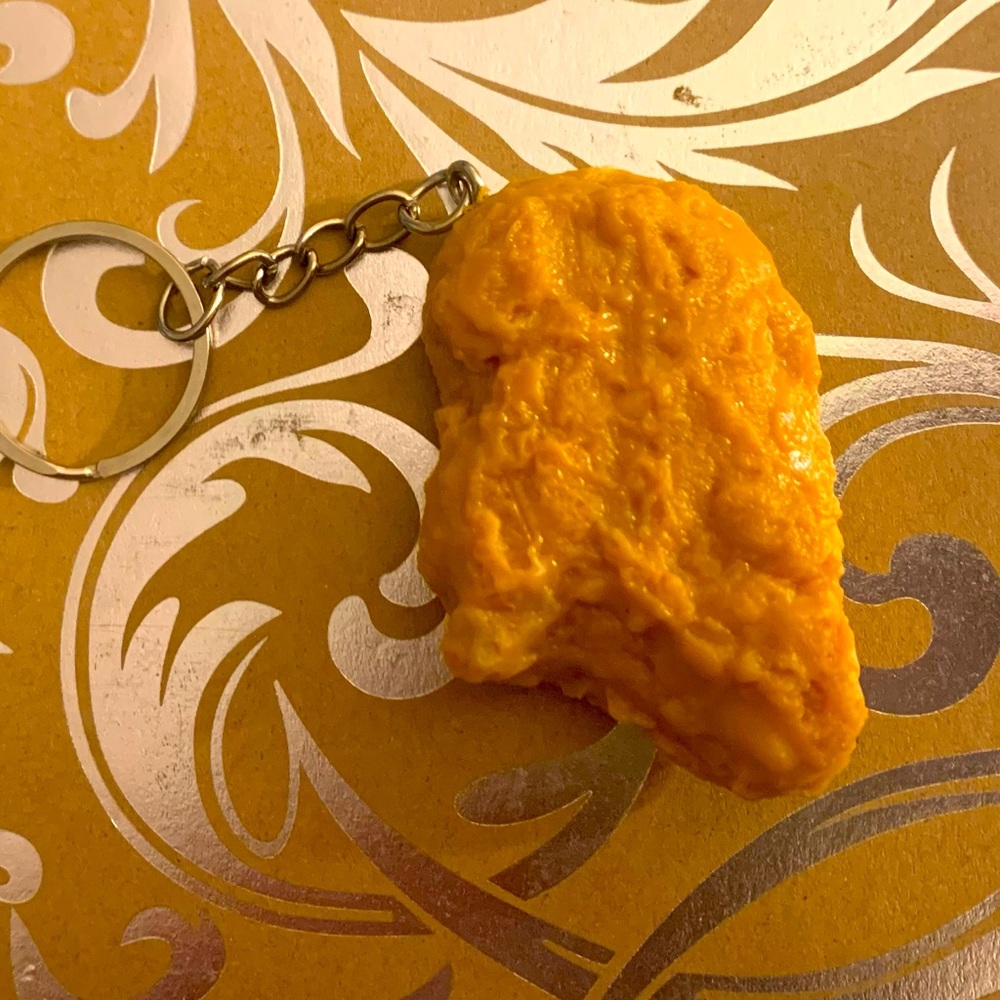 Faux chicken nugget keychain